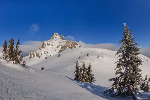 mountain top in winter, Ciucas Mountains, Romania