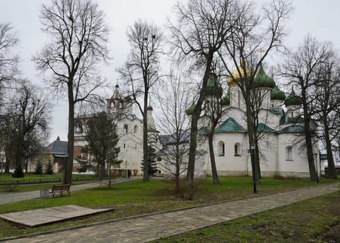 Monastery of Saint Euthymius in Suzdal, Russia. Transfiguration Cathedral and bell tower.