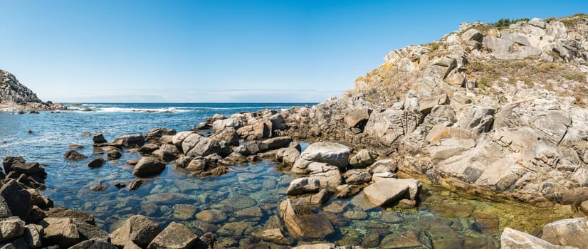ISLAS CIES, SPAIN - CIRCA SEPTEMBER 2017: Seashore at Cies islands, Spain included in the Atlantic Islands of Galicia National Park.