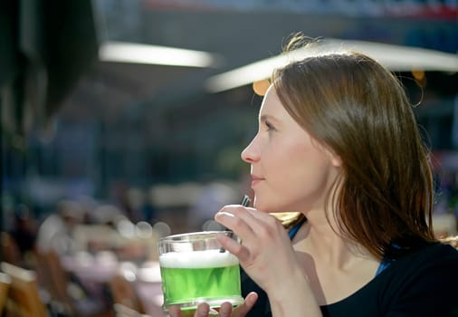 Woman drinks alcohol