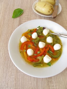 Bell pepper vegetables in marinade with cheese balls
