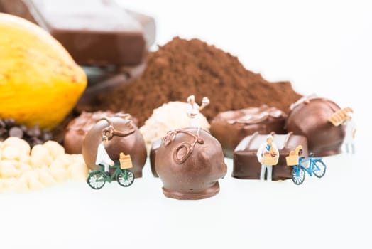 Miniature chefs and chocolate truffles