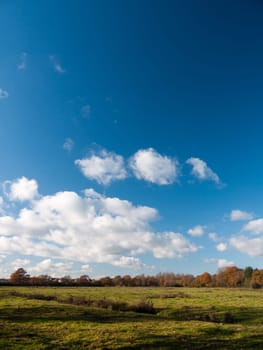 white clouds blue open sky space green grass land farm  essex  england  uk