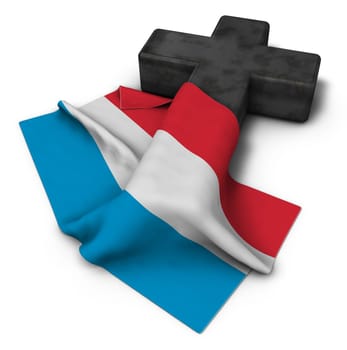 Christian cross and flag of luxembourg - 3d rendering