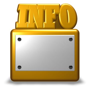 the word info on pedestal with shield - 3d rendering