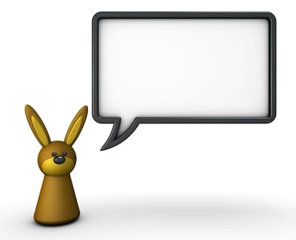 rabbit figure and speech bubble - 3d rendering