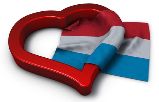 heart symbol and flag of luxembourg - 3d rendering