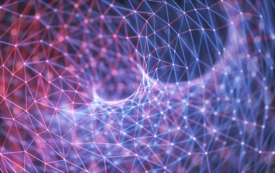 3D illustration of an abstract image of lines and dots representing connection technology.