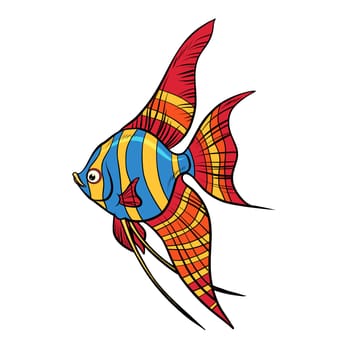 Freshwater angelfish aquarium fish. Isolated on white background. Pop art retro vector illustration