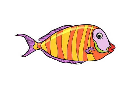 cichlid aquarium fish. Isolated on white background. Pop art retro vector illustration