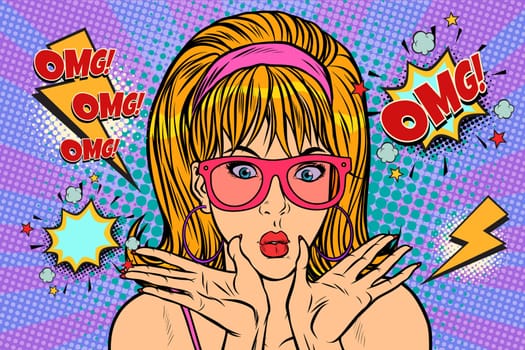 Energy OMG comic woman. Pop art retro vector illustration