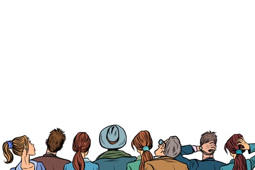 people audience background lecture back isolated on white background. Pop art retro vector illustration.