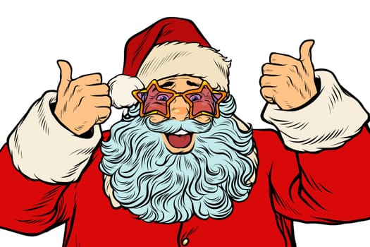 isolated Santa Claus in the star glasses. Pop art retro vector illustration