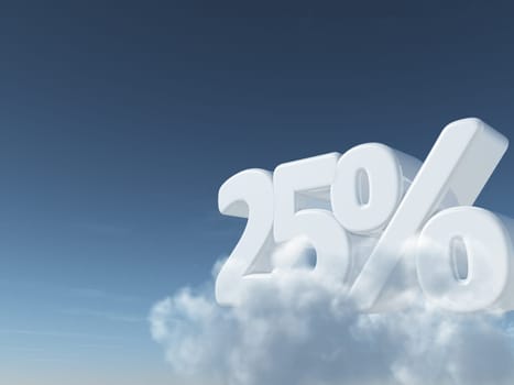 the number twenty-five and percent signs on clouds - 3d rendering