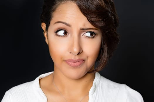 Woman looking away facial expression