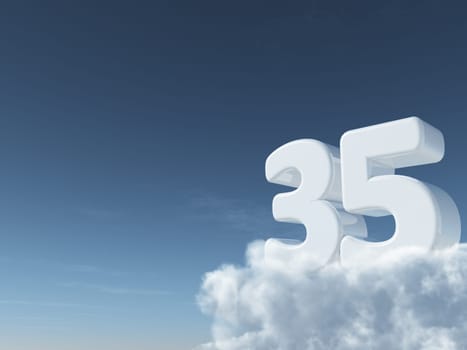 the number thirty-five on clouds - 3d rendering