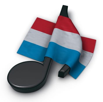 music note and flag of luxembourg - 3d illustration