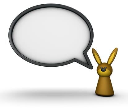 rabbit figure and speech bubble - 3d rendering