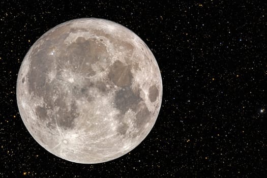 Full moon at night with starry sky