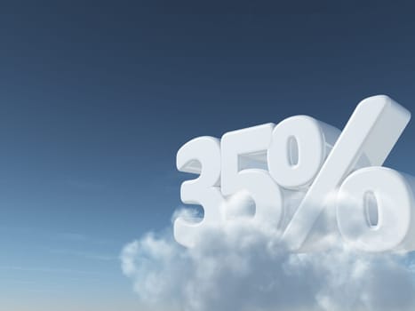 the number thirty-five and percent sign on clouds - 3d rendering