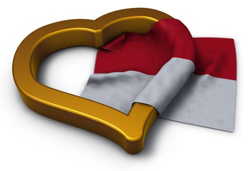 heart symbol and flag of monaco - 3d rendering