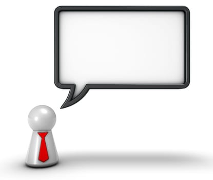 empty speech bubble and character with tie - 3d rendering