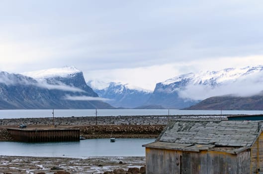 Quiet Harbot in the High Arctic Village of Pangnirtung in Nunavut, Canada