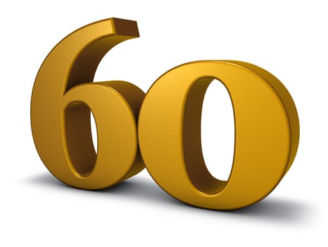 the number sixty on white background - 3d rendering