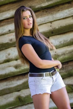Pretty country brunette fashion woman
