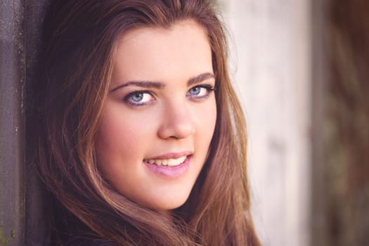 Beautiful closeup young woman smiling
