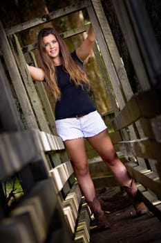 Beautiful country brunette woman smiling