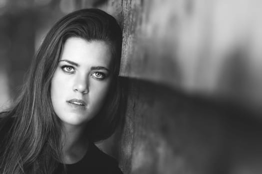 Beautiful moody black and white woman