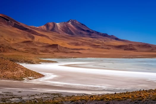 One of the many saltwater lagoones in the southern part of bolivian Altiplano