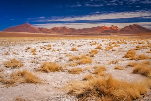 Dry and desolate landscape in southern part of bolivian Altiplano, Bolivia, South America