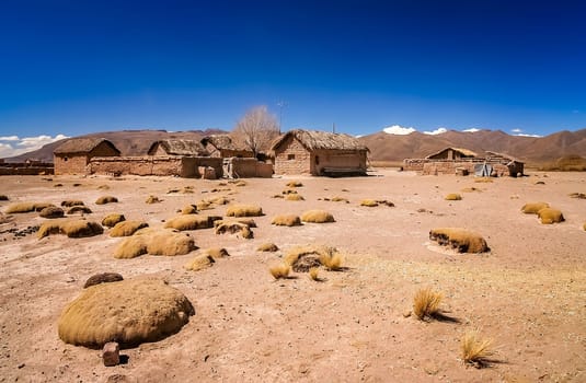 Homes in the small bolivian village on the way from Curahuara to La Junta near Oruro, Bolivia