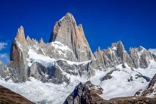 Stunning and impressive Mount Fitz Roy near El Chalten In Patagonia, Argentina