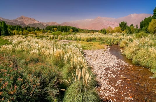 Beautiful Uspallata Valley in the argentinian Andes, central Argentina