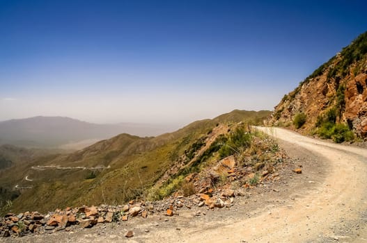 Mountain Road from Termas Villevicencio to Uspallata, Andes, Argentina