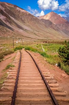 Disused railway track high In the argentinian Andes, Argentina, South America