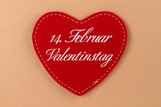 Red heart made of felt with lettering - Valentine's Day