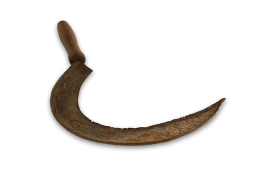Old rusted cresk exposed on a white background
