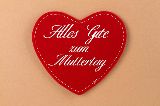 Red heart made of felt with the lettering - Happy Mother's Day