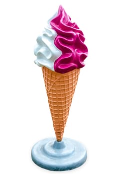 Exposed soft ice cream on a white background
