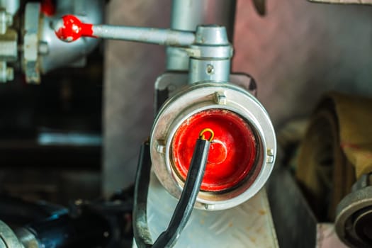Fire brigade hose coupling in detail