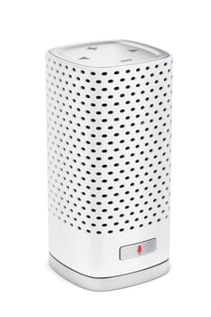 Smart speaker with integrated virtual assistant on white background