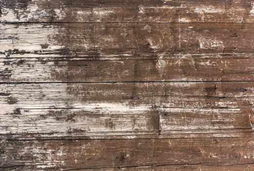 Old wooden plankswith peeling paint. Background of old painted wood fragment.