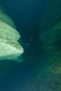 divers underwater caves diving Florida United States of America