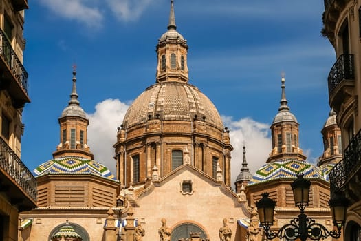 The domes of the Basilica Cathedral of Our Lady of the Pillar in Zaragoza, Spain
