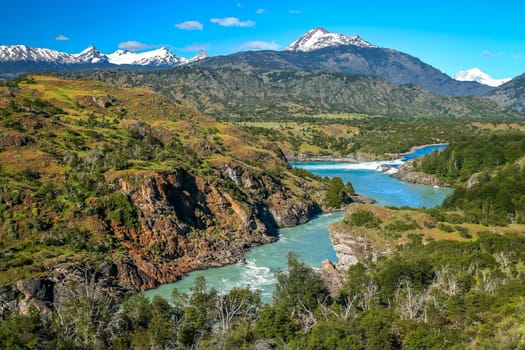 Confluence of the rivers in a beautiful part of Chilean Patagonia