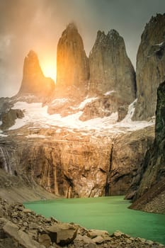 Stunning Torres del Paine towers in Patagonia, southern Chile